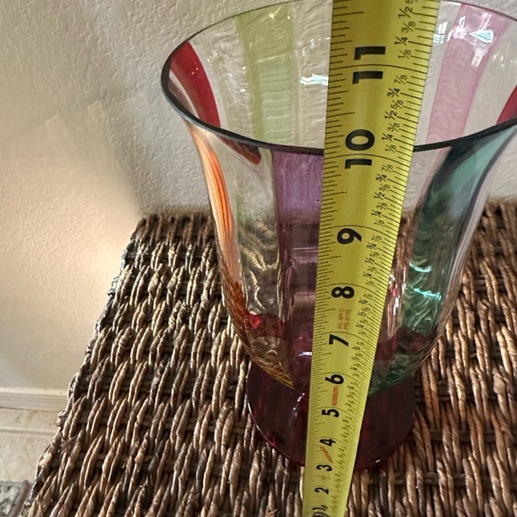 Pier 1 Exclusive Fiesta Carnival Rainbow Glass Vase 10\